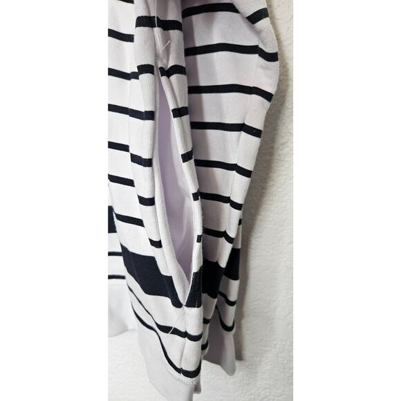 Alife Mens Half Zip Pullover Sweatshirt XL White Black Striped Funnel Neck Retro - Picture 7 of 11